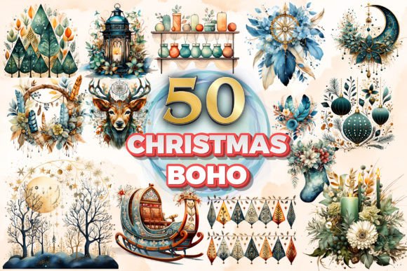 Download Christmas Boho Clipart &amp; Sublimation 9 - Premium Resources